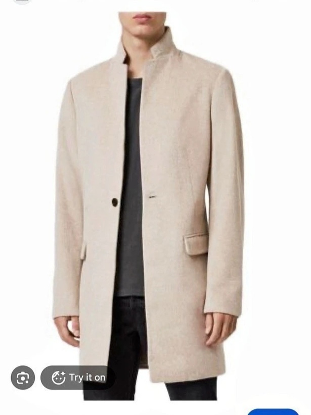 AllSaints Manor Wool Coat Beige Size 36